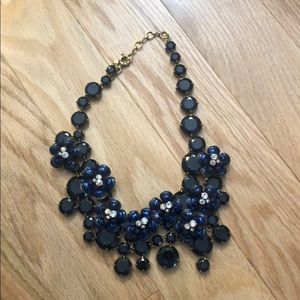 J. Crew Midnight Floral Necklace Caravan Blue